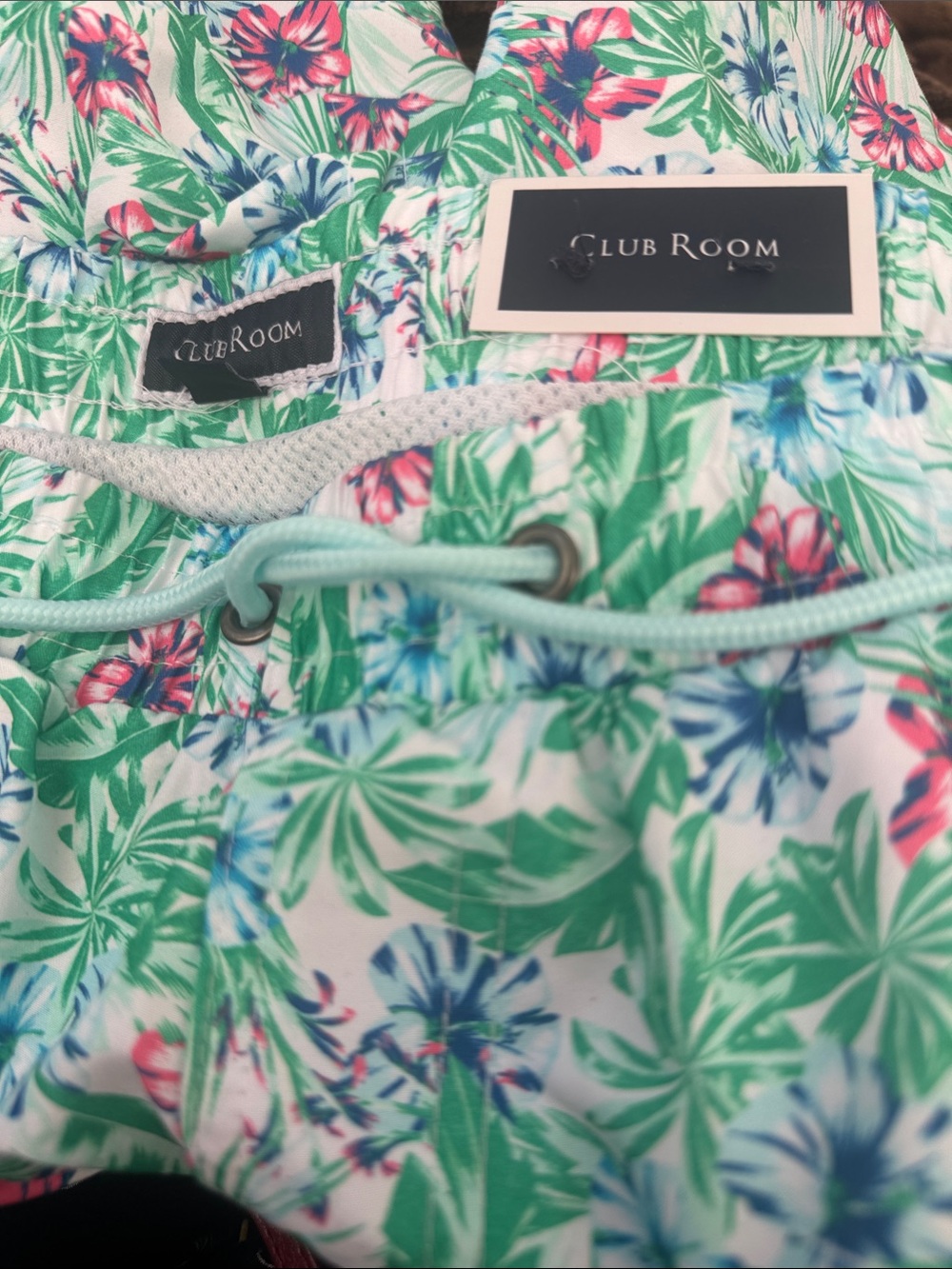 Club Room Tropical Swim Shorts - Green, Blue & Pink